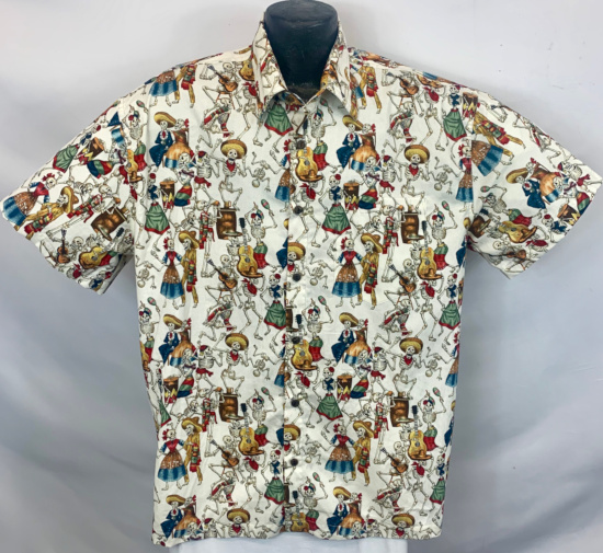 Day of the Dead Hawaiian Shirt- Made in USA- 100% Cotton